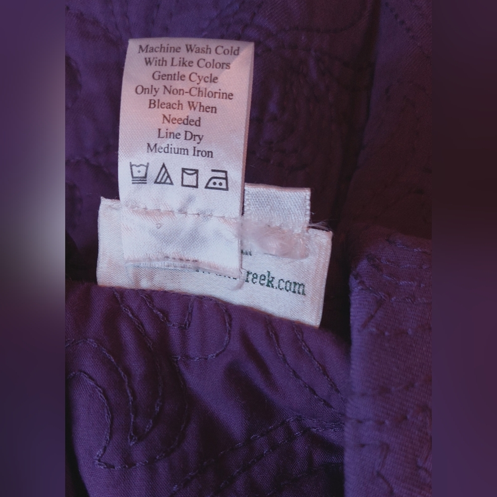 Coldwater Creek Purple Quilted Jacket Size Medium Embroidered Button Front Coat - Picture 8 of 11